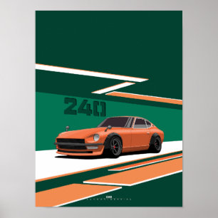Affiche 240Z Orange Classique Performance Japonaise