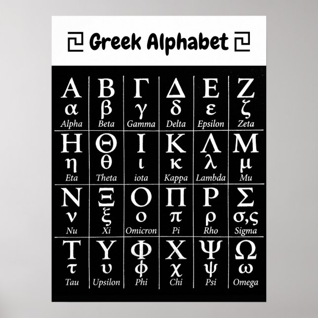 Affiche 24 Alphabet Grec Ancien dans l'Ordre Vertical  (Devant)
