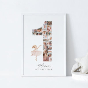 Affiche 24 Photos 1er Anniversaire Ballerina Photo Collage