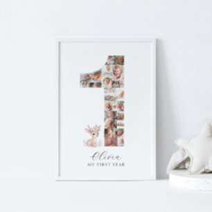 Affiche 24 Photos 1er anniversaire Fawn Photo Collage