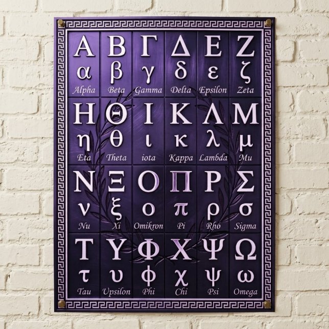 Affiche 24 Prononciation de l'Alphabet Grec - Lettres Anci (Greek words, Greek letters order with pronunciation, ancient Greece letters list, lowercase words )