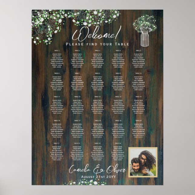 Affiche 24 Table Bois rustique Gypsophila Mousse DE SIÈGE  (Devant)