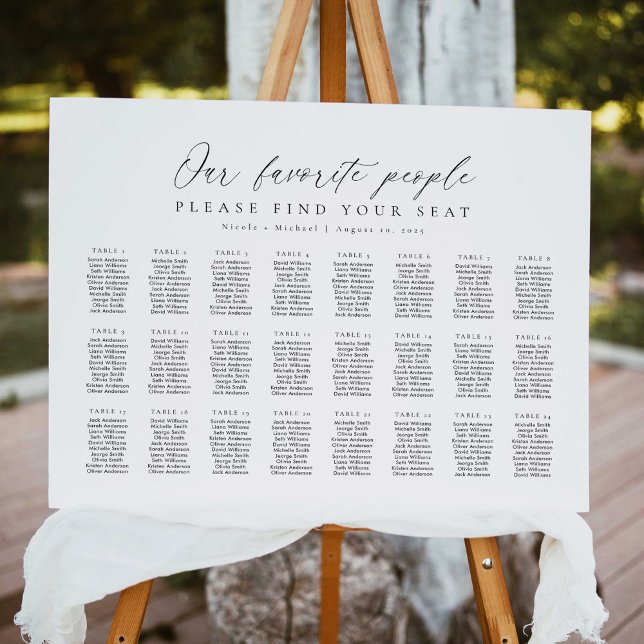 Affiche 24 Tables Notre plan de table de personnes préféré (Créateur téléchargé)