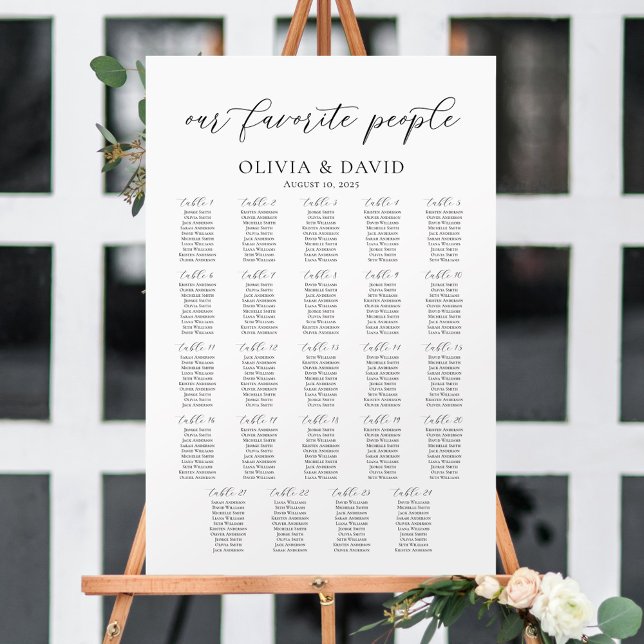 Affiche 24 Tables Plan de table de nos personnes préférées (Créateur téléchargé)
