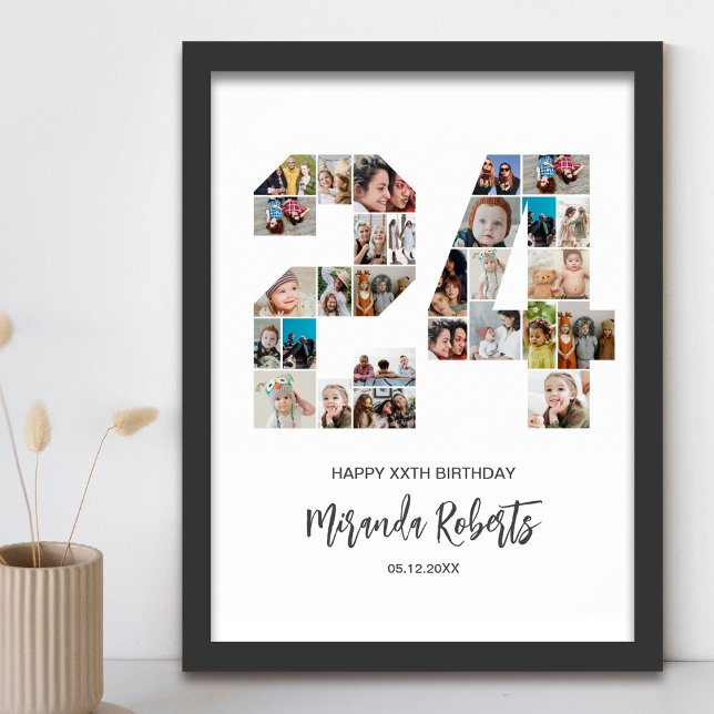 Affiche 24e anniversaire Numéro 24 Photo personnalisée Col (Créateur téléchargé)