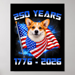 Affiche 250 années d'Amérique 1776 2026 Amoureux de chiens