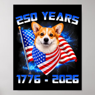 Affiche 250 années d'Amérique 1776 2026 Amoureux de chiens