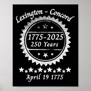 Affiche 250 Ans 1775 2025 Concord Lexington Révolutionnair
