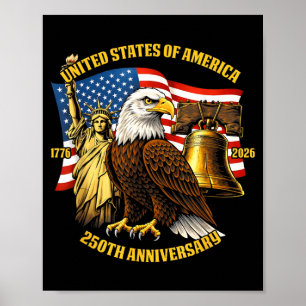 Affiche 250 Ans 1776-2026 250e Anniversaire Aigle Liberté