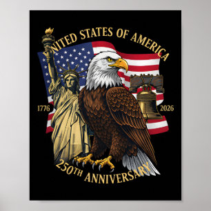Affiche 250 Ans 1776-2026 250e Anniversaire Aigle Liberté