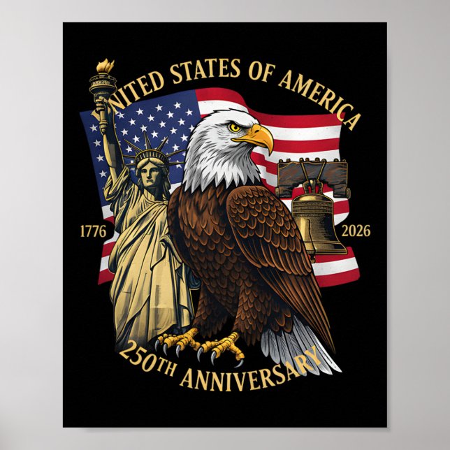 Affiche 250 Ans 1776-2026 250e Anniversaire Aigle Liberté  (Devant)