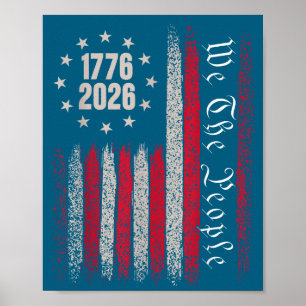 Affiche 250 ans 1776 2026 250e anniversaire drapeau États-
