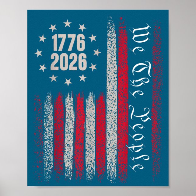 Affiche 250 ans 1776 2026 250e anniversaire drapeau États- (Devant)