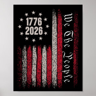 Affiche 250 Ans 1776 2026 250e Anniversaire Drapeau États-