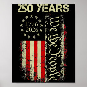 Affiche 250 Ans 1776-2026 250e Anniversaire Drapeau Usa Pa