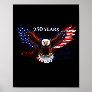Affiche 250 ans 1776–2026 drapeau patriotique aigle améric