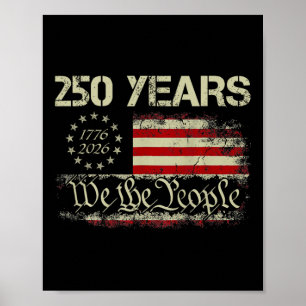Affiche 250 Ans 1776-2026 Nous Le Peuple Drapeau 250e État
