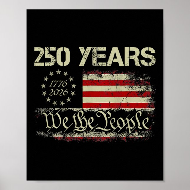 Affiche 250 Ans 1776-2026 Nous Le Peuple Drapeau 250e État (Devant)