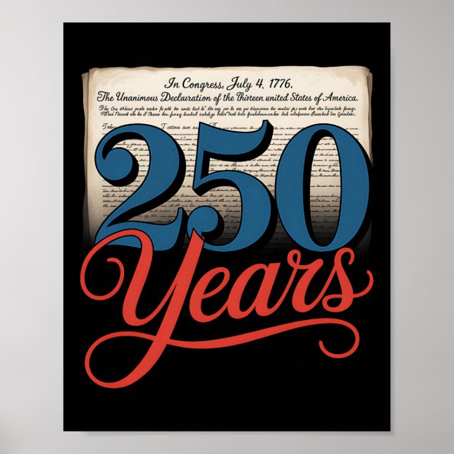 Affiche 250 Ans 1776 Déclaration D'Indépendance Usa Gif (Devant)