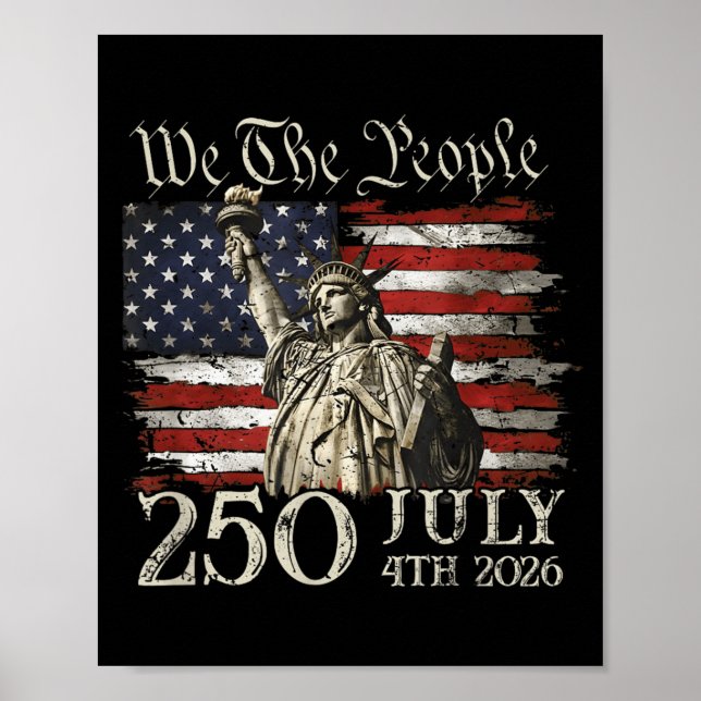 Affiche 250 Ans 250e Anniversaire Américain Drapeau USA 4 (Devant)