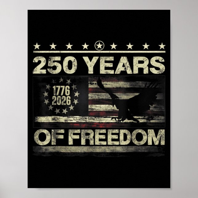 Affiche 250 Ans 250e Anniversaire Américain Drapeau USA 4e (Devant)