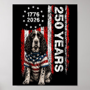 Affiche 250 Ans Aamerica Springer Spaniel Chien Usa 4 Juil