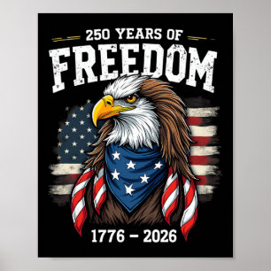 Affiche 250 Ans Aigle Et Drapeau 1776-2026 250e Anniversai