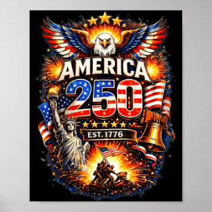 Affiche 250 ans américain 1776 2026 250e anniversaire usa