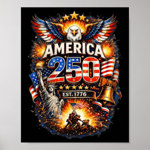 Affiche 250 Ans Américain 1776 2026 250e Usa Anniversaire