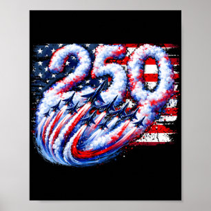 Affiche 250 Ans Américain 1776 2026 Avion à Réaction Avion