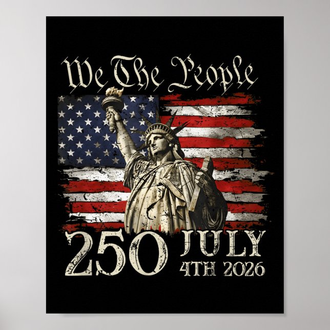 Affiche 250 ans américain 250e anniversaire usa drapeau 4è (Devant)
