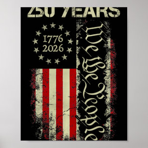Affiche 250 Ans Amérique 1776 2026 Nous Le Peuple Drapeau