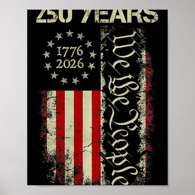 Affiche 250 Ans Amérique 1776 2026 Nous Le Peuple Drapeau  (Devant)