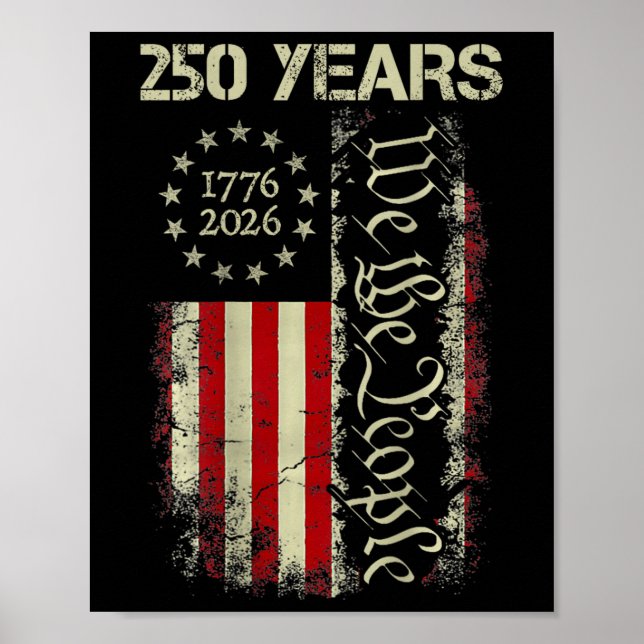 Affiche 250 Ans Amérique 1776 2026 Nous Le Peuple Drapeau  (Devant)