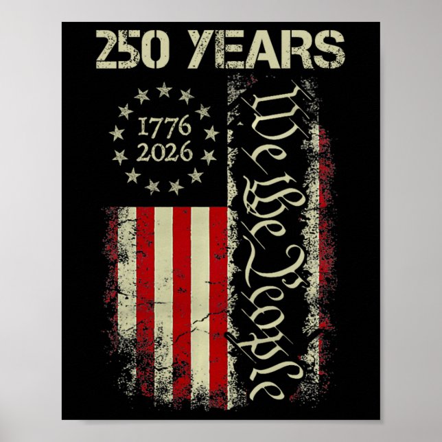 Affiche 250 Ans Amérique 1776 2026 Nous Le Peuple Drapeau  (Devant)