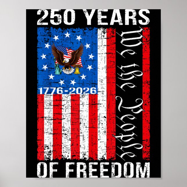 Affiche 250 ans anniversaire américain 250e drapeau États- (Devant)