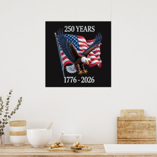 Affiche 250 Ans Anniversaire Drapeau Américain Usa 1776-20