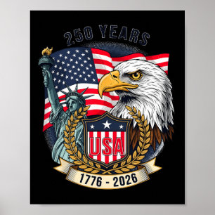 Affiche 250 Ans Anniversaire Drapeau Américain Usa 250e An