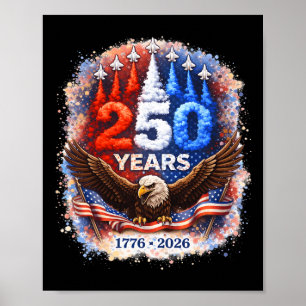 Affiche 250 Ans d'Amérique 2026 4 Juillet Aigle Patriotiqu
