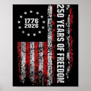 Affiche 250 Ans de dom Amérique 1776 2026 Drapeau