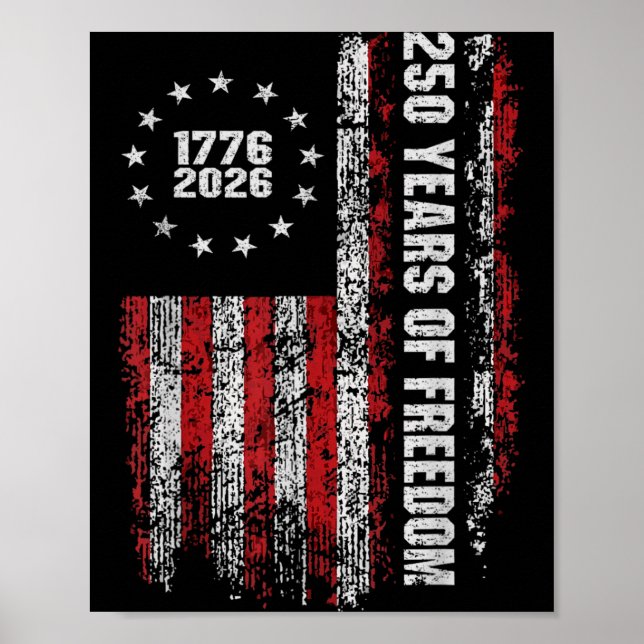 Affiche 250 Ans de dom Amérique 1776 2026 Drapeau (Devant)