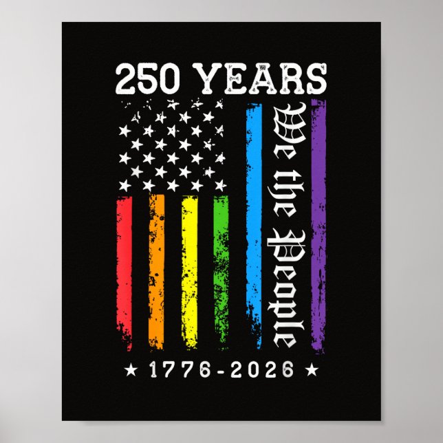 Affiche 250 Ans de Drapeau de Fierté LGBT Américain 250e A (Devant)