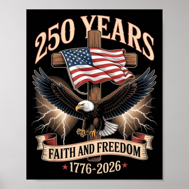 Affiche 250 ans de foi et de liberté chrétienne USA 250e (Devant)