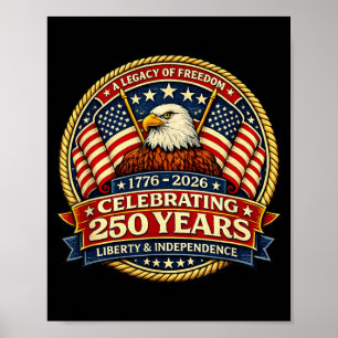 Affiche 250 ans de liberté 1776 2026 Aigle royal 250e