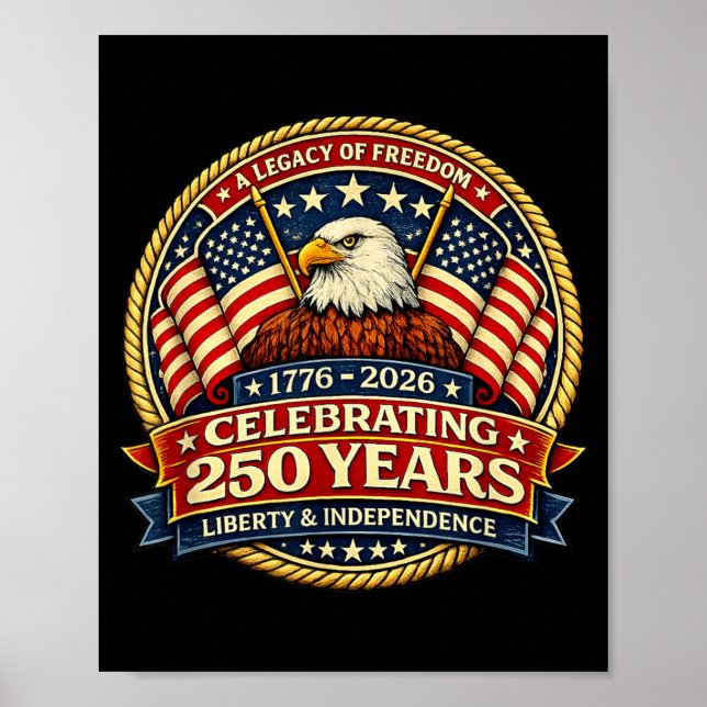 Affiche 250 ans de liberté 1776 2026 Aigle royal 250e (Devant)