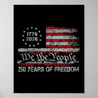 Affiche 250 Ans De Liberté 1776 2026 Drapeau Usa 250e Anni