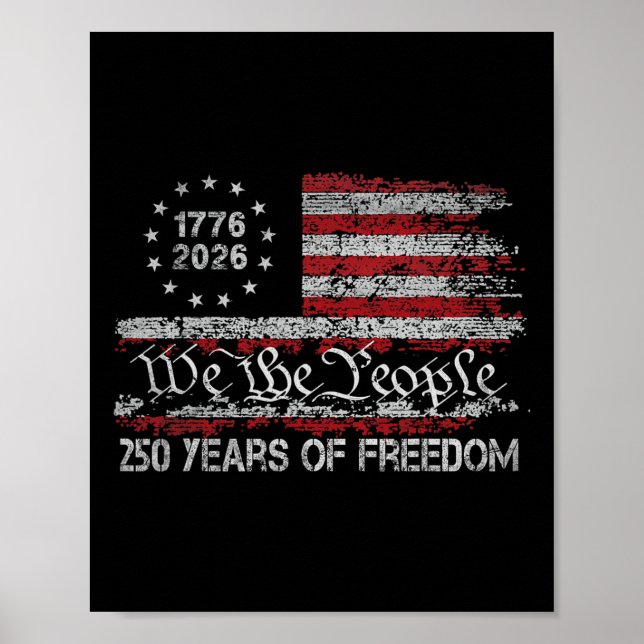 Affiche 250 Ans De Liberté 1776 2026 Drapeau Usa 250e Anni (Devant)