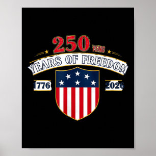 Affiche 250 ans de liberté 1776 2026 juillet 4ème 250ème