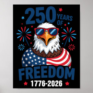 Affiche 250 Ans De Liberté 1776 2026 Ld Eagle Patriotique