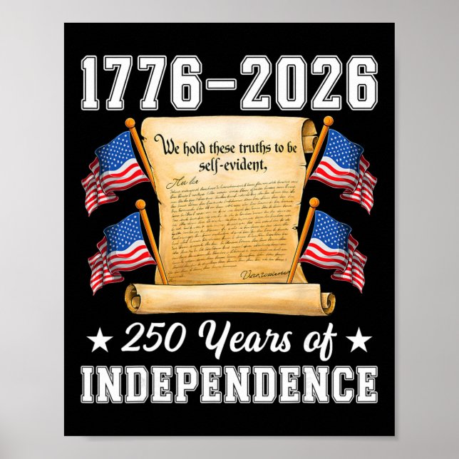 Affiche 250 ans d'indépendance américaine 1776 2026 Déclar (Devant)
